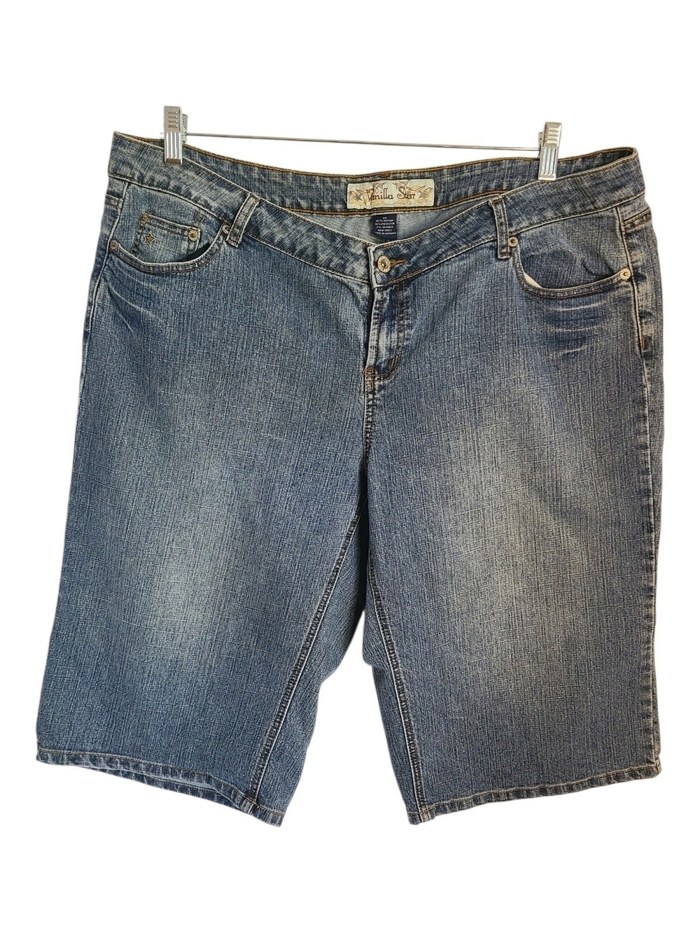 Vanilla Star Denim Bermuda Shorts 22 Plus Size Jean Medium Wash Stretch